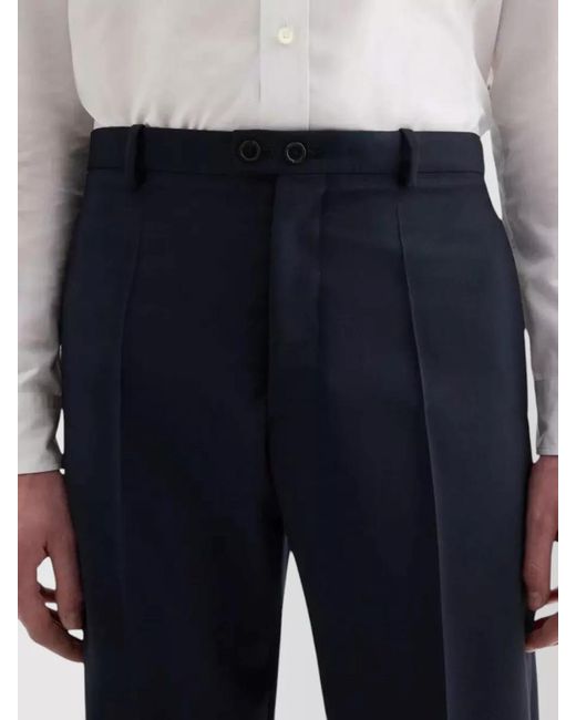 Jil Sander Blue Wool Tailored Trousers Belt Loops Creased for men