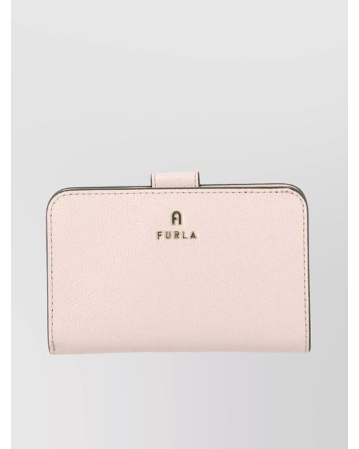 Furla Pink Compact Pebbled Leather Wallet