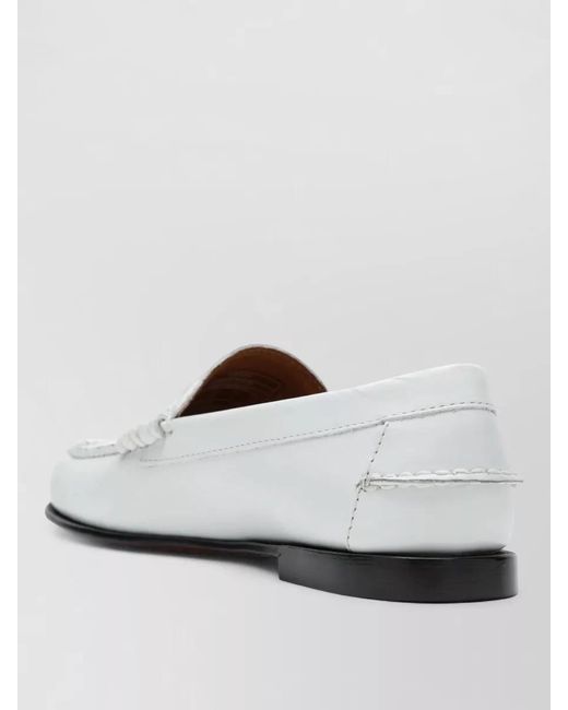Sebago White Round Toe Loafers Stitch Detailing Design
