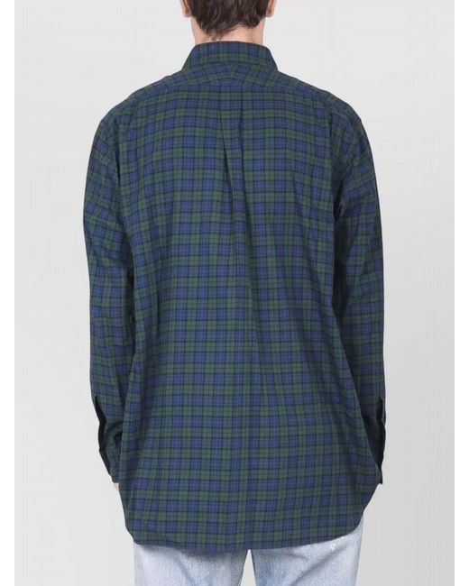 Engineered Garments Blue Relaxed Fit Shirt Button Collar Plaid for men