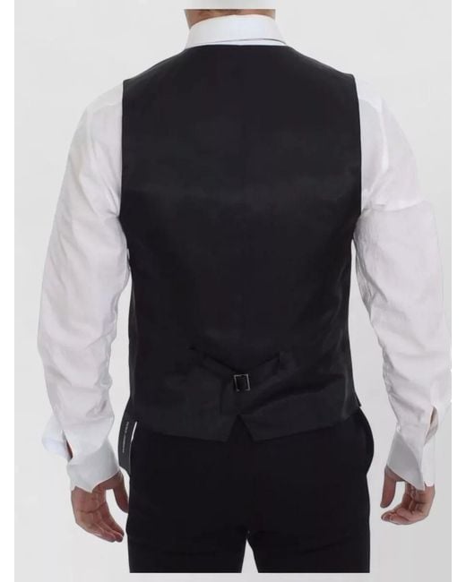 Dolce & Gabbana Blue Wool Slim-Fit V-Neck Waistcoat for men
