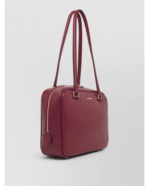 Jil Sander Red Vision Medium Leather Shoulder Bag