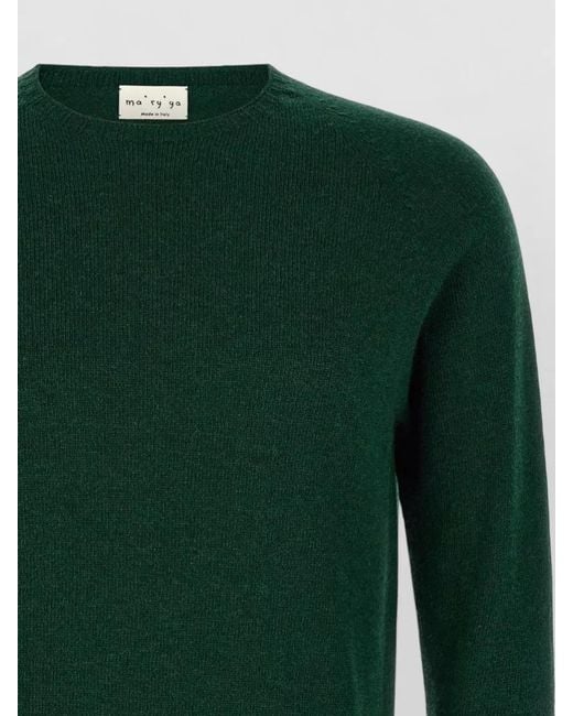 Ma'ry'ya Green Cashmere Wool Crew-Neck Jumper for men