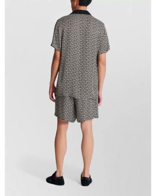 Balmain Black Shirt With Monogrammed Print for men