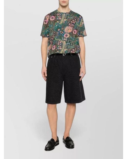 Etro Green Short Sleeves Paisley Floral Print Tshirt for men