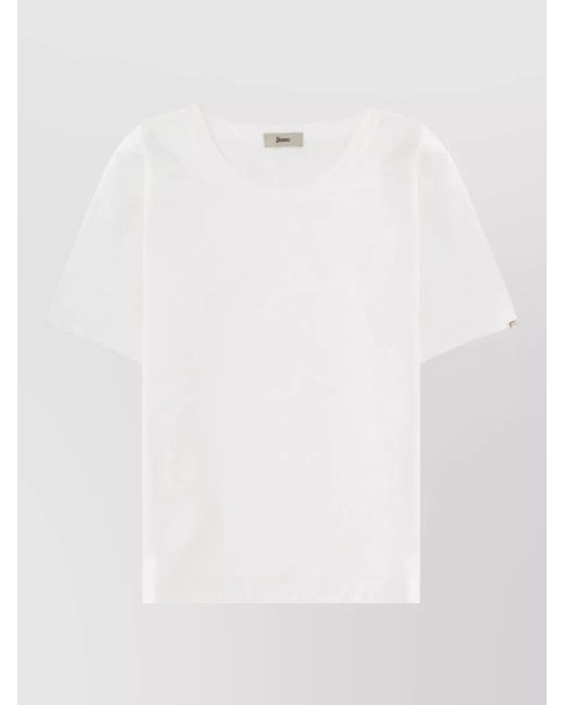 Herno White Short Sleeve Top Round Neck Design