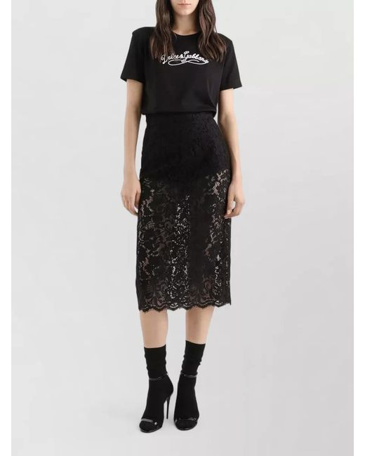 Dolce & Gabbana Black Jersey Tshirt With Embroidery
