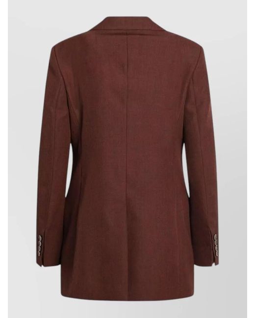 Max Mara Brown Tailored Jacket Back Vent Flap Pockets Lapels