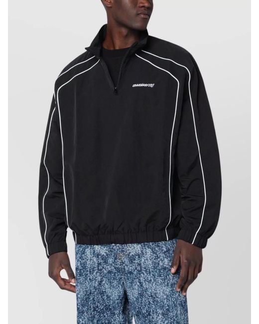 AWAKE NY Black Zip Collar Jacket for men