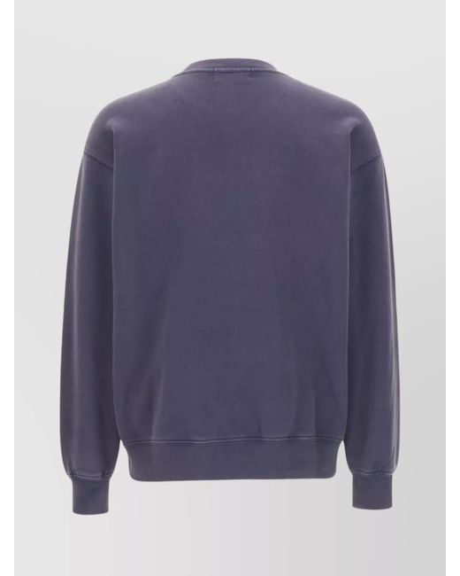 Ambush Blue Cotton Ribbed Crew-Neck Sweatshirt for men