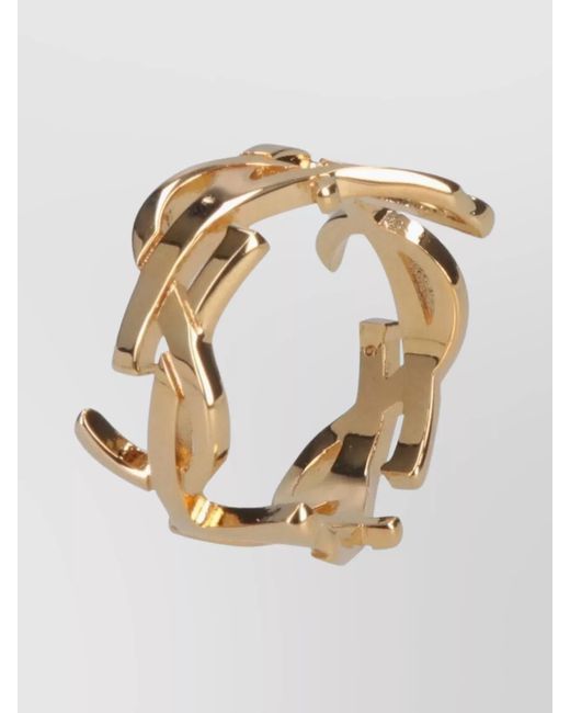 Saint Laurent Metallic Intricate Cutout Wide Band Rings