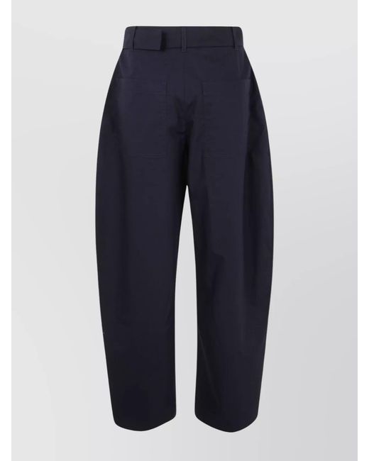 Studio Nicholson Blue Cotton Belted Wide-Leg Trousers