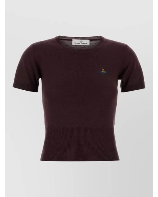 Vivienne Westwood Red Wool Bea Sweater Crew Neck Short Sleeves