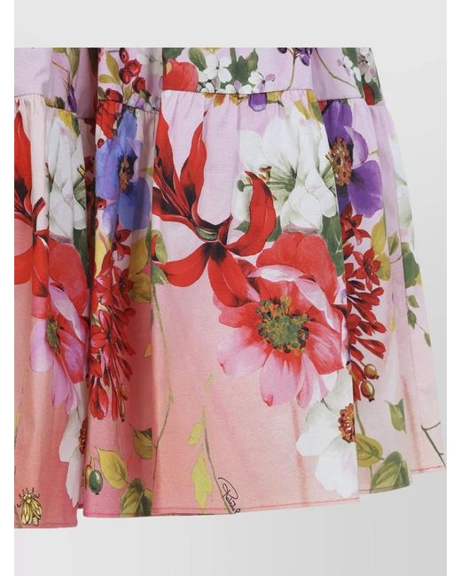 Roberto Cavalli Floral-Print High-Rise Gathered Midi Skirt