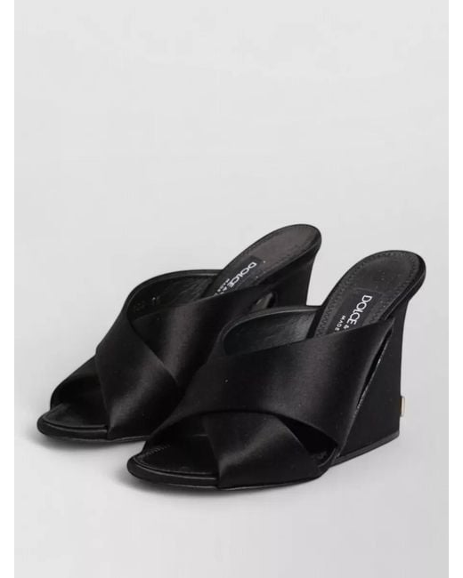 Dolce & Gabbana Black Keira Baroque High Heel Satin Mules