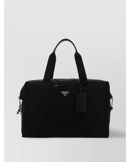 Prada Black Nylon Travel Bag With Detachable Key Ring for men