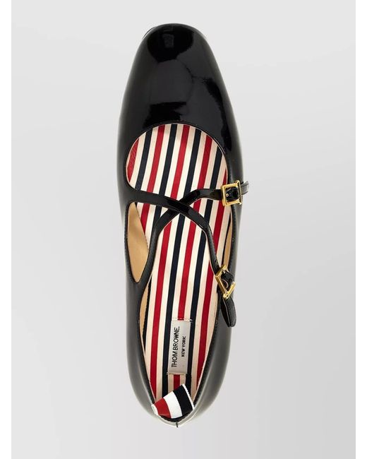 Thom Browne Black Lamb Leather Ballerina Flats