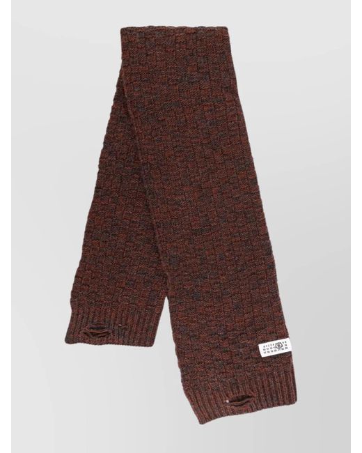 MM6 by Maison Martin Margiela Brown Distressed Effect Wool Blend Scarf for men