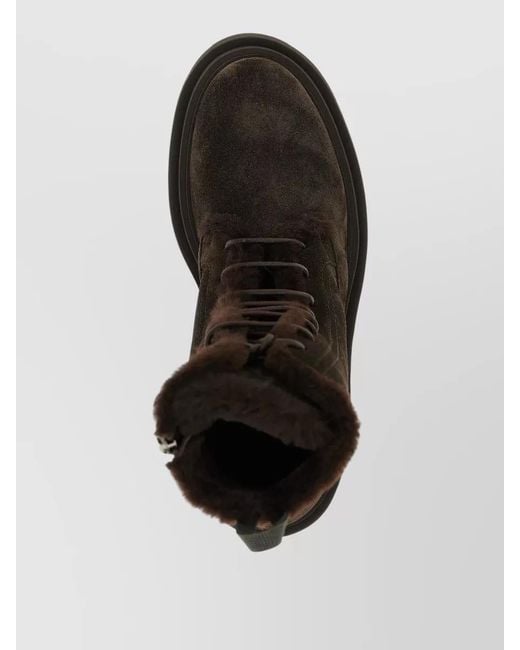 Brunello Cucinelli Black Precious Loop Suede Amphibious Ankle Boots