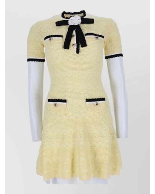 Self-Portrait Multicolor Pointelle Knit Mini Dress