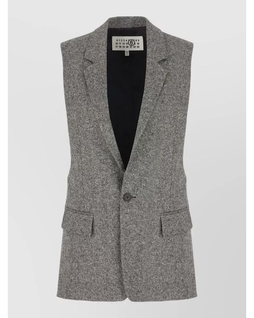 MM6 by Maison Margiela Gray Wool Blend Tailored Vest Notched Lapel