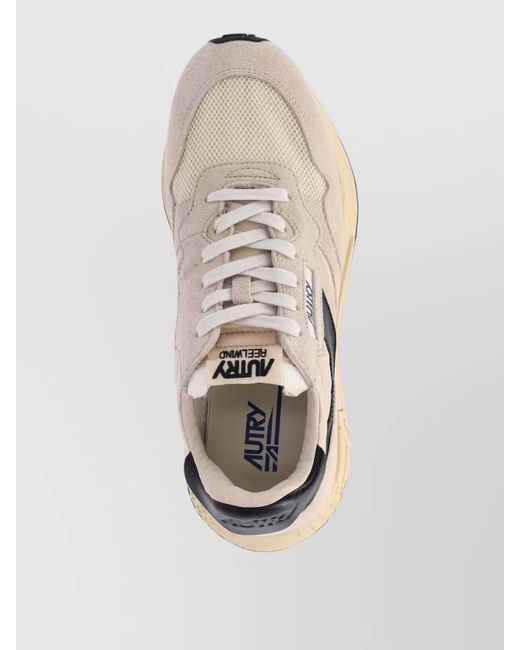 Autry White Nylon Suede Low-Top Sneakers for men