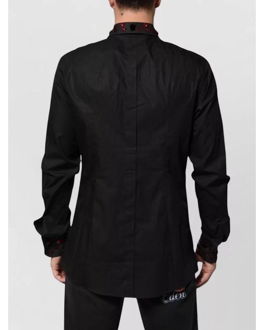 Dolce & Gabbana Black Embellished Cotton Long-Sleeve Shirt for men