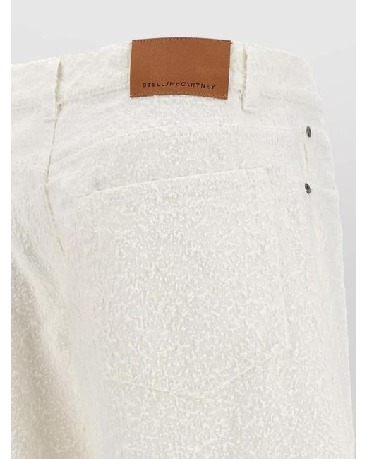 Stella McCartney White Jeans Trousers Boucle Wide Leg Pockets