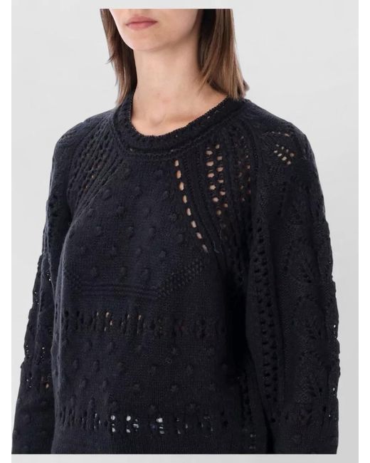 Isabel Marant Blue Luce Openwork Knit Raglan Sweater