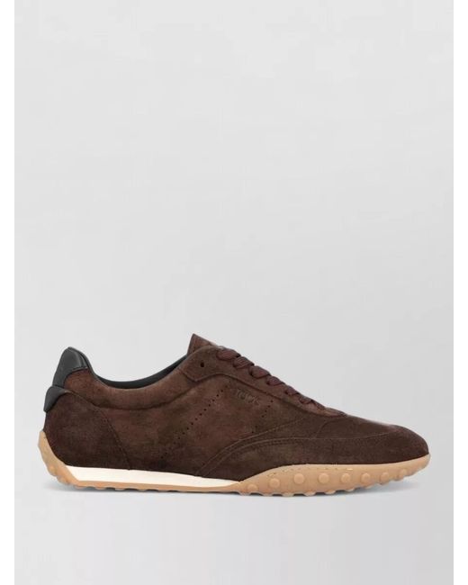 Tod's Brown Suede Leather Lace-Up Sneakers for men