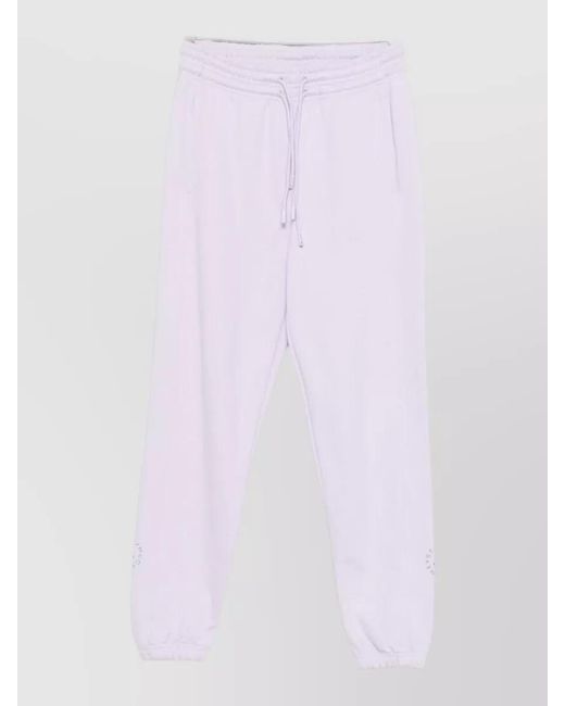 Adidas By Stella McCartney White Cotton Sweatpants Trousers Elastic Cuffs Pockets