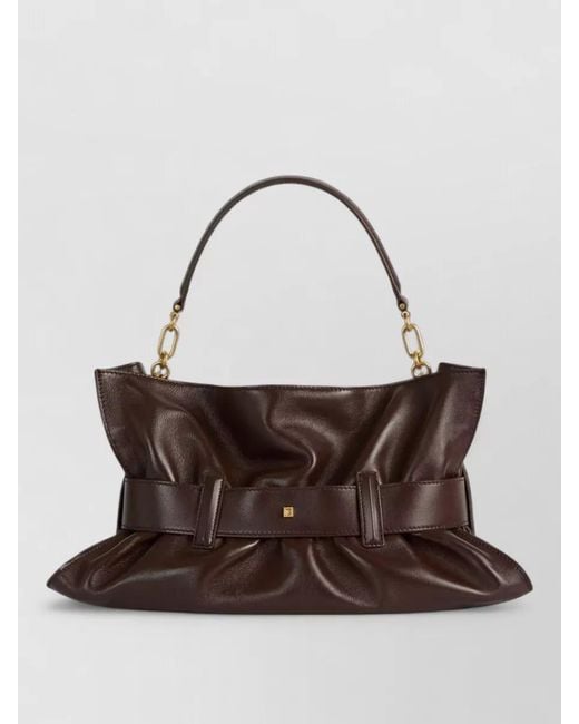 Balmain Brown Anthem Medium Leather Clutch Bag