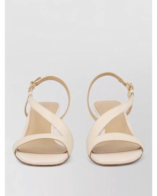 Michael Kors Natural Kitten Heel Sandals Open Toe Ankle Strap