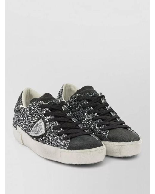 Philippe Model Gray Calf Leather Low-Top Sneakers