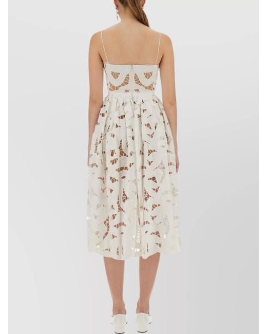 Self-Portrait Natural Embroidered Bow Midi Dress