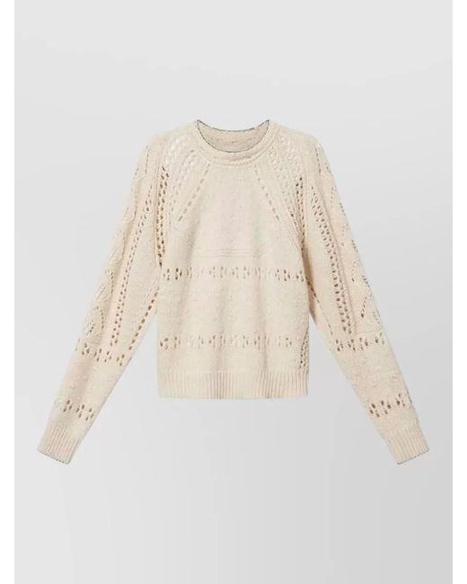 Isabel Marant Natural Cotton Merino Pullover Crew Neck Knit
