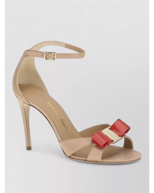 Ferragamo Metallic Leather Vara Bow Stiletto Sandals