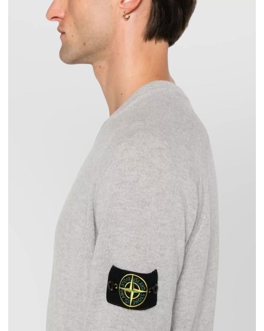 Stone Island White Virgin Wool Crew Neck Sweater for men