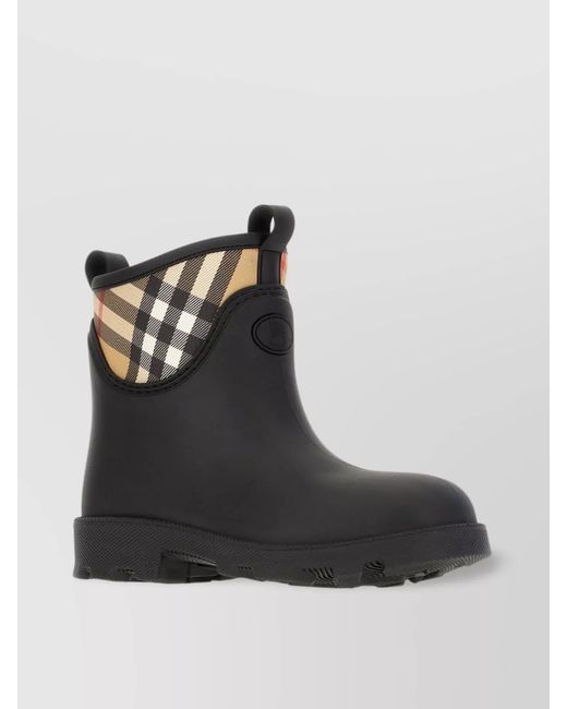 Burberry Black Rubber Check Ankle Boots
