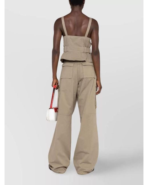 Coperni Natural Cotton High-Rise Wide-Leg Cargo Trousers