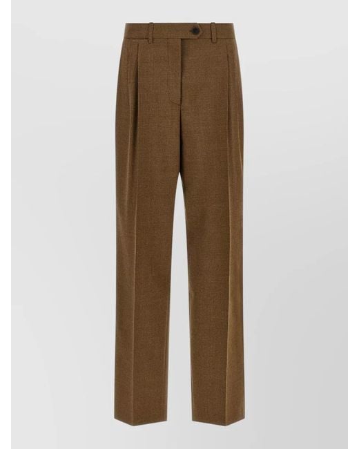 Prada Brown High Rise Tailored Wool Wide Leg Pants