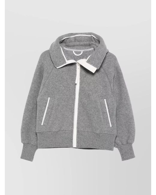 Canada Goose Gray Wool Blend Bomber Jacket Featuring Hood