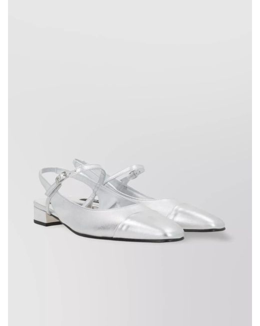 CAREL PARIS White Pointed Toe Low Block Heel Sandals