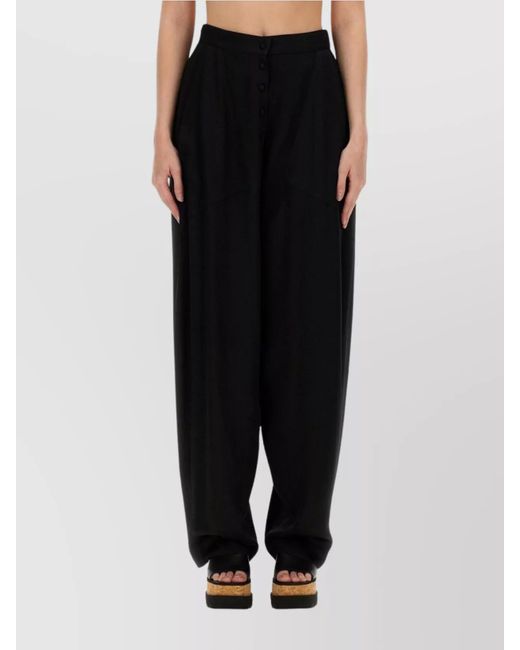 Stella McCartney Black High-Rise Wide-Leg Trousers