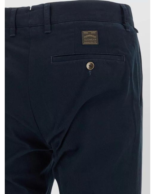 Incotex Blue Cotton Trousers Featuring Front And Back Pockets for men