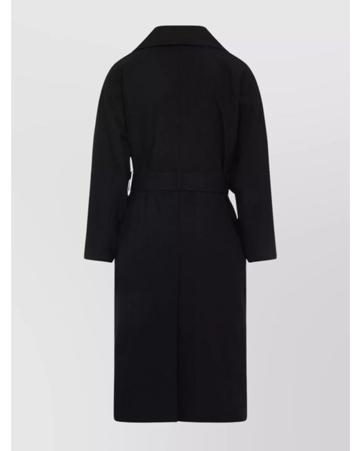 Saint Laurent Black Wool Double-Breasted Long Trench Coat for men
