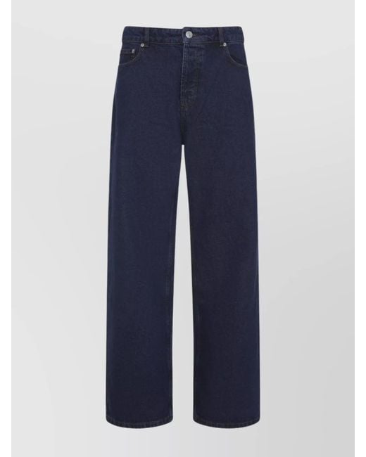 AMI Blue Denim Wide-Leg Jeans for men