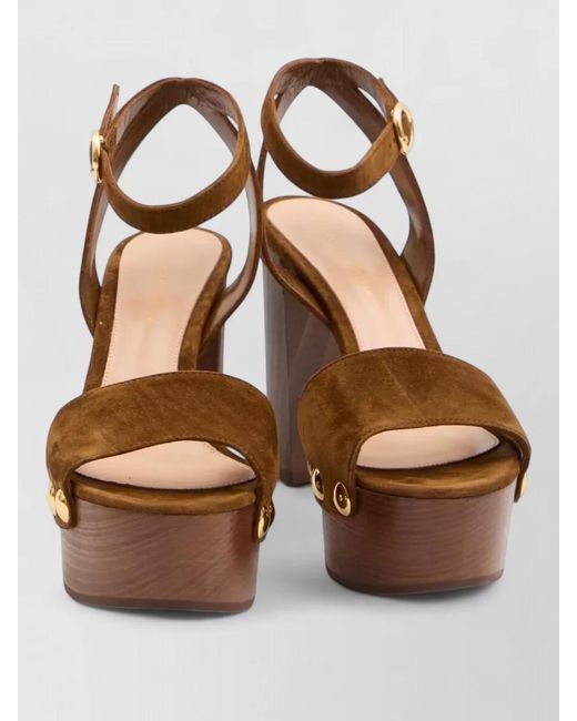 Gianvito Rossi Brown Leather Studded Platform Sandals