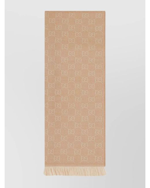 Gucci Natural Wool Gg Jacquard Scarf