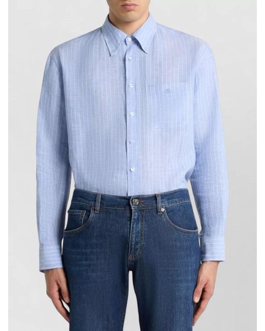 Etro Blue Linen Shirt for men